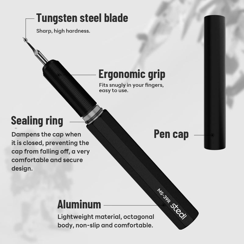 Stedi Model Scriber,Tungsten steel Blades 0.2 mm,for Modeling Hobby,RG Scale Model,Gundam Model Kit,for Scribing line, Engraved,Panel line,Resin,Black, MS-39h-34 - Image 2